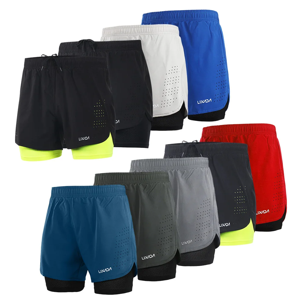 

Lixada Men's 2-in-1 Running Sport Shorts Quick Drying Breathable Gym Training Exercise Jogging Cycling Shorts With Longer Liner