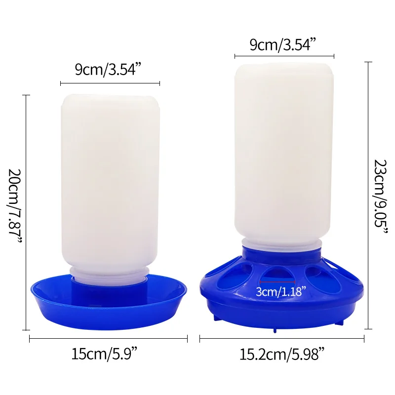 Поилка для кур/кормушки устройство кормления куриных и других птиц 1 л синяя