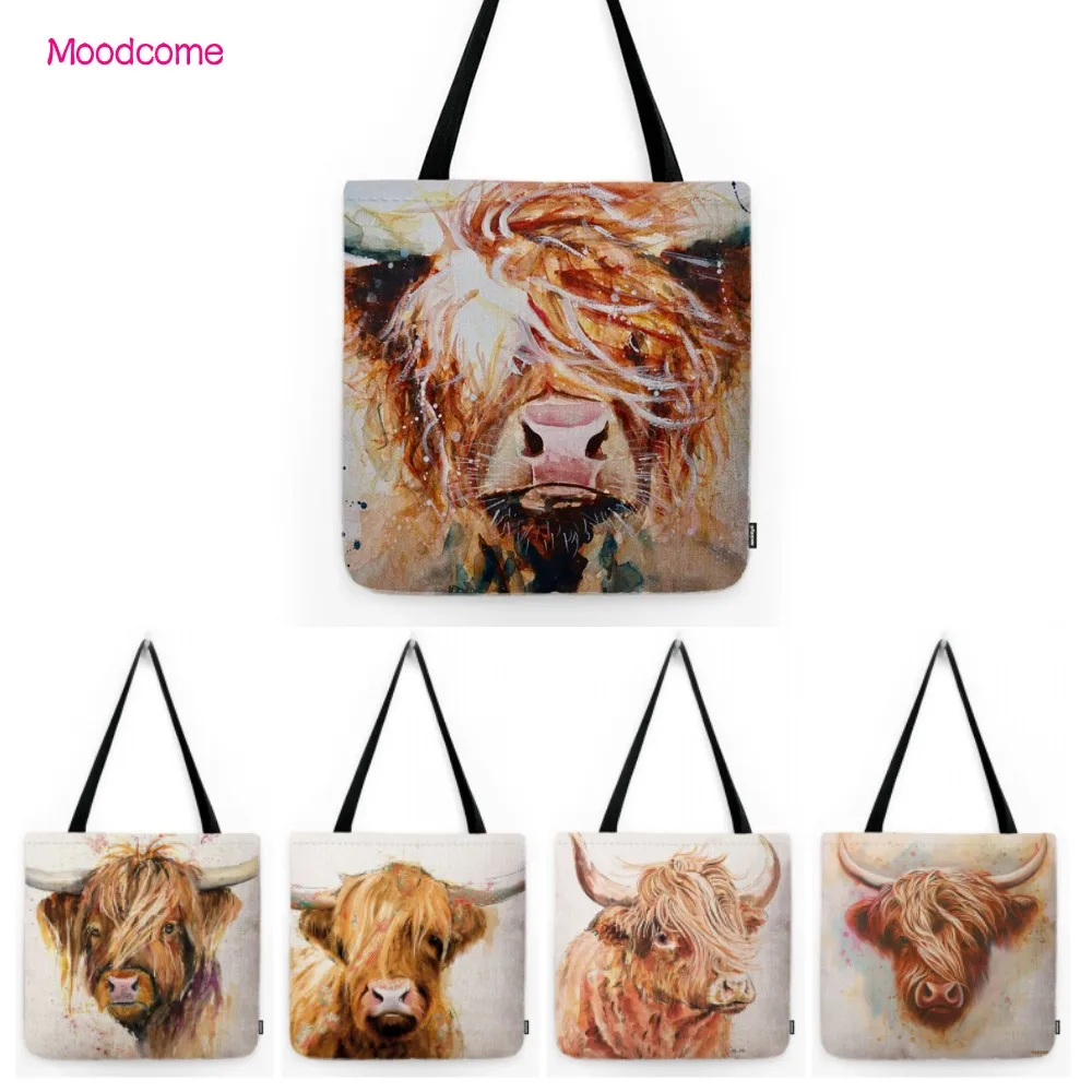 Большая сумка для покупок Highland из воловьего скота буйвола яка картина маслом