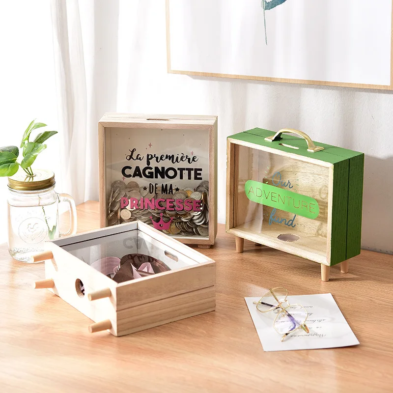 Ретро деревянная Копилка спальня настольная декорация реквизит для фотографий