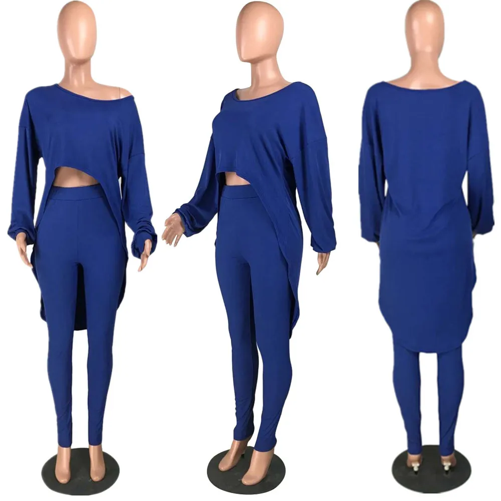 

Chocomist Two-piece Casual Loose Solid Batwing Sleeve Women Pant Set H8955