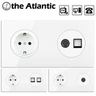 Штепсельная Вилка европейского стандарта, настенный ТВ-сигнал RJ45 Cat5e, компьютерный телефон Cat3, спутниковая антенна, разъем для передачи данных, белая розетка DE розетки