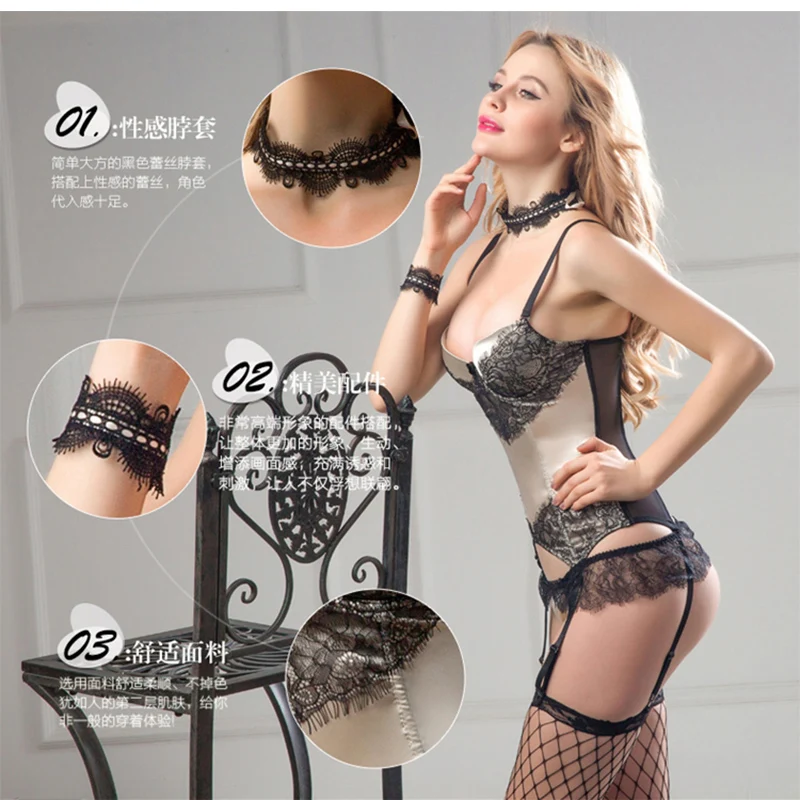 Женский сексуальный бюстгальтер с открытой чашечкой пижама боди