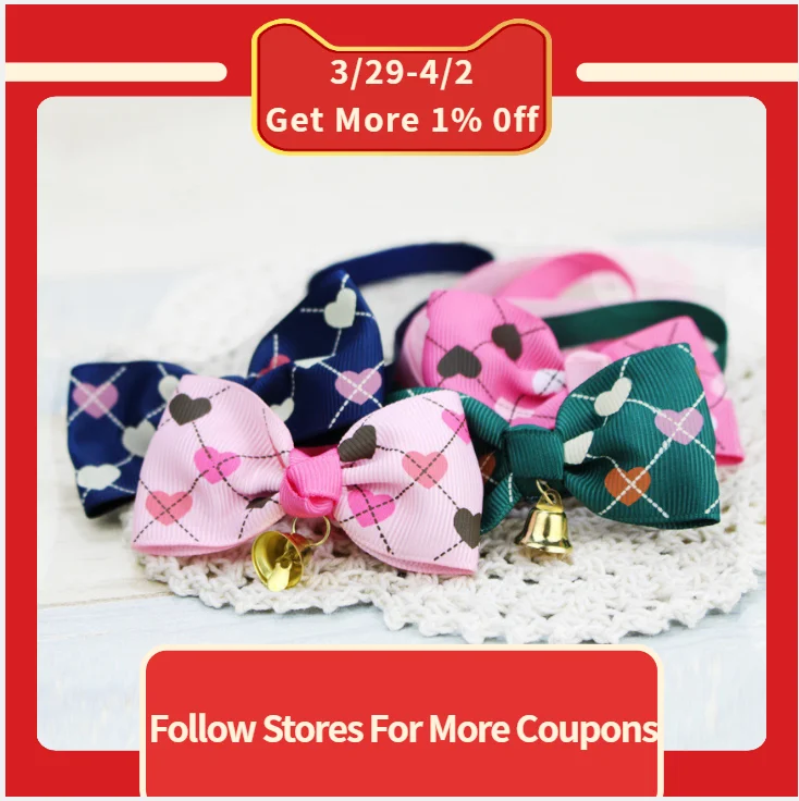 

Pet Dog Heart Bell Butterfly Bow Tie Jewelry Adjustable Cat Collar Tie Dog Collar Bell Fabric Puppy Pet Bow Tie 1Piece