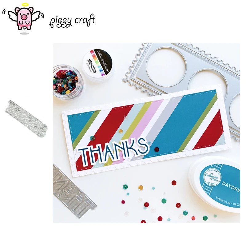 

Piggy Craft metal cutting dies cut die mold New Thanks letter Scrapbook paper craft knife mould blade punch stencils dies