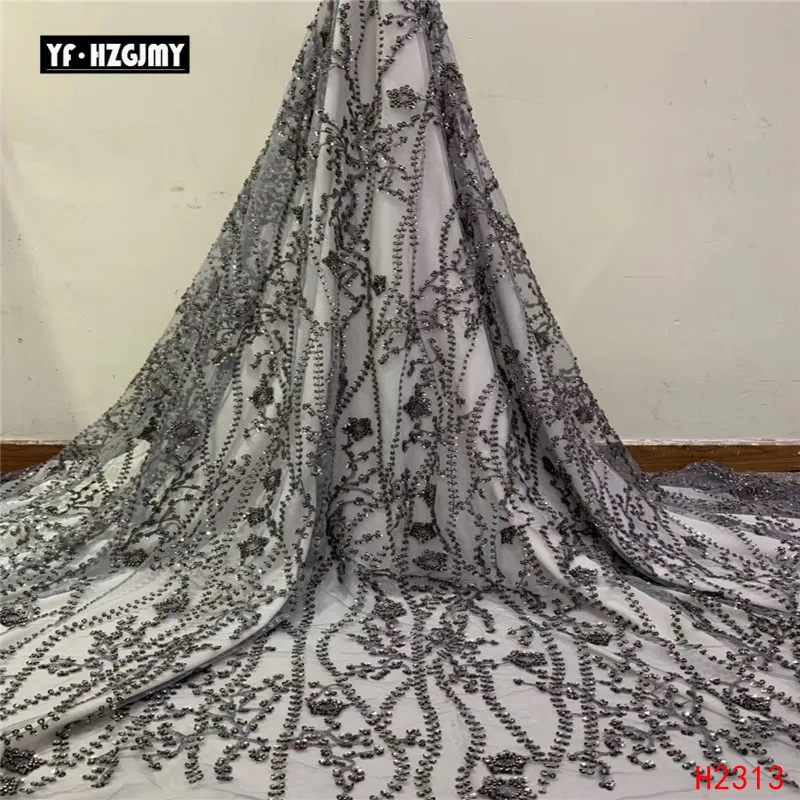 YF HZGJMY африканская ткань кружево темно-синие перья французский Тюль Кружево Последние Свадебные платья блесток вышивка чистая кружевная ткань A1753