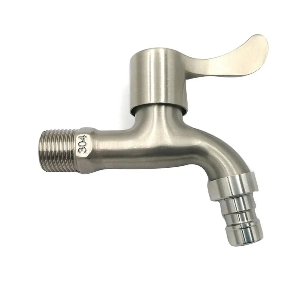 

Water Tap Brushed Washing Machine Faucet Alloy Deck Mounted Bathroom Basin Single Cold Quick Open Sink Tap 1 Piece