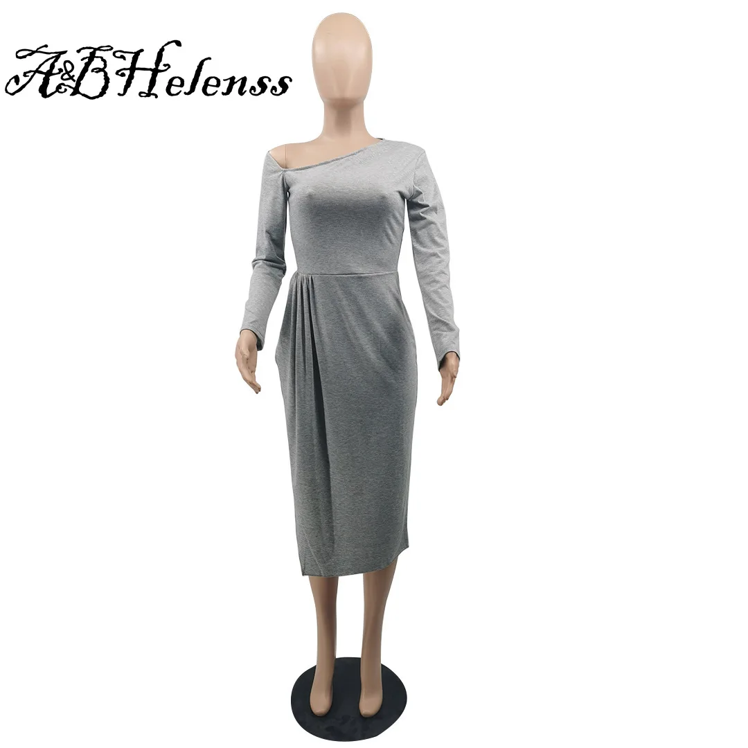 

A&BHelenss Sexy Women Long Dress Split Party Night Streetwear Off Shoulder Full Sleeve Long Dress Summer Clothes Vestidos