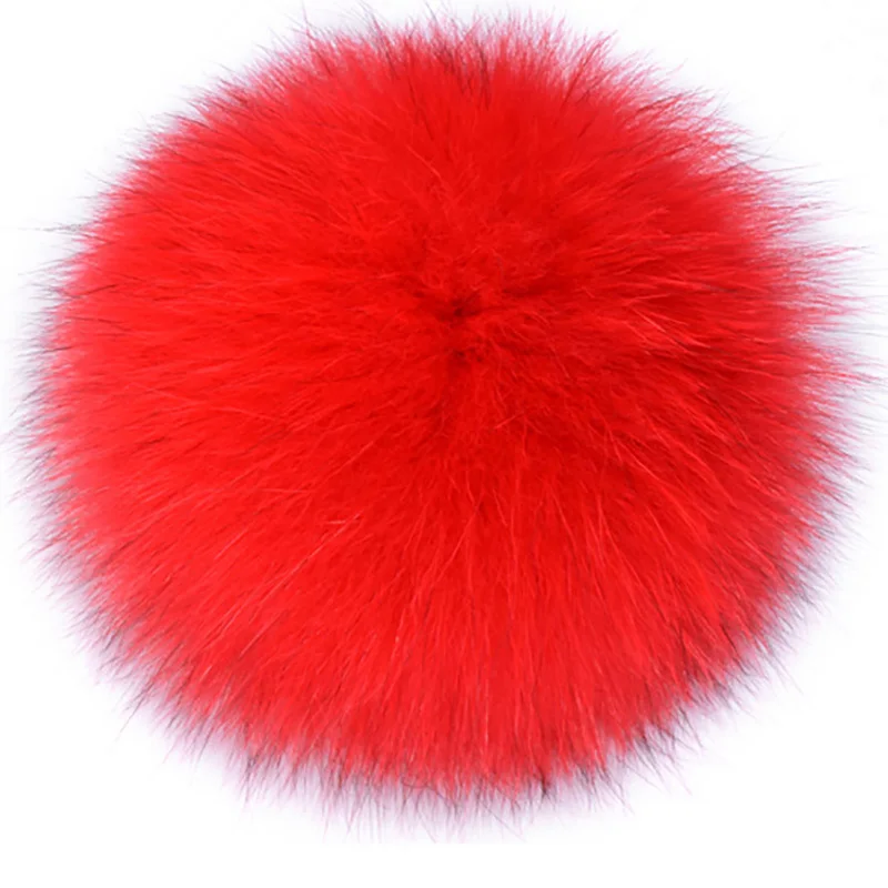 Red Fox Pompon Пушистый помпон из натурального Лисьего меха, помпоны из натурального меха лисы и енота, помпоны из натурального меха «сделай сам» с большим помпоном для шапок, шарфов, обуви 12-15 см - Цвет: Red Fox Pompon