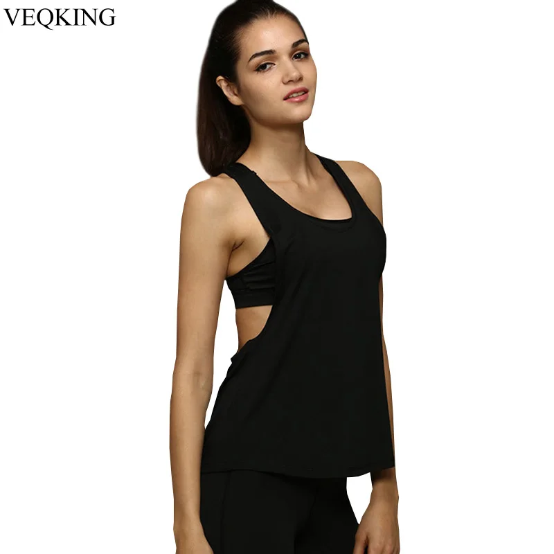 VEQKING Женская майка без рукавов с открытой спиной для йоги дышащая быстросохнущая