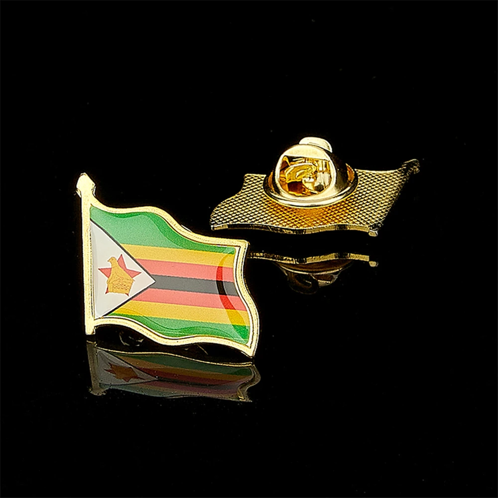 

African Country The Republic of Zimbabwe Waving National Flag Lapel Pins Patriotic Bag/Clothes Brooch Decor
