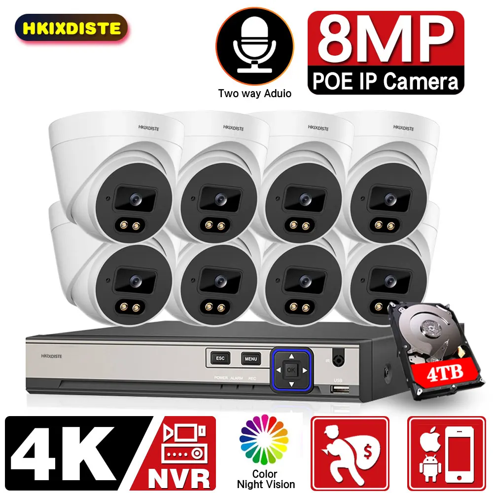 Купольная камера видеонаблюдения 4-канальная система безопасности с функцией