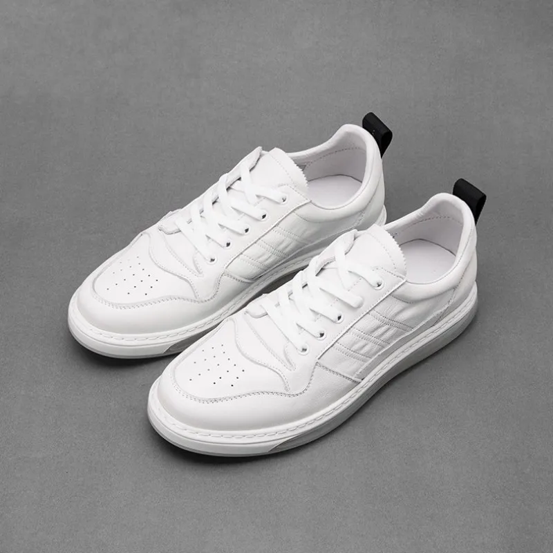 New Mens Outside 2020 Casual Joggers Sneakers Shoes Fashion White Genuine Leather Male Lace Up Trainers Walking Footwear | Обувь