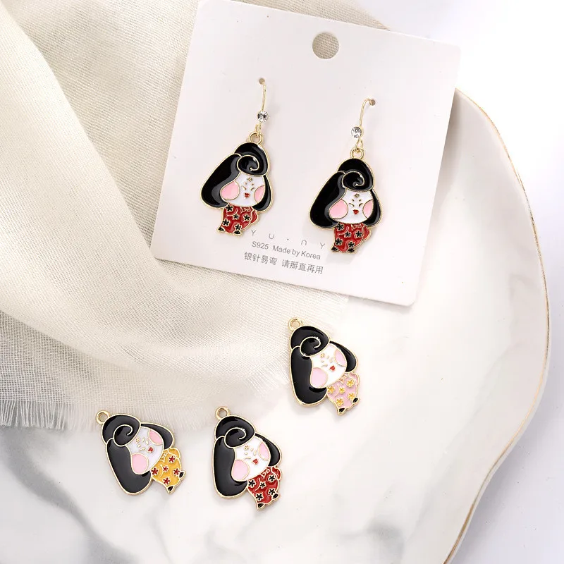 

New arrived 40pcs/lot alloy drop oil きもの,kimono girls shape floating locket charms diy jewelry earring/garment accessory
