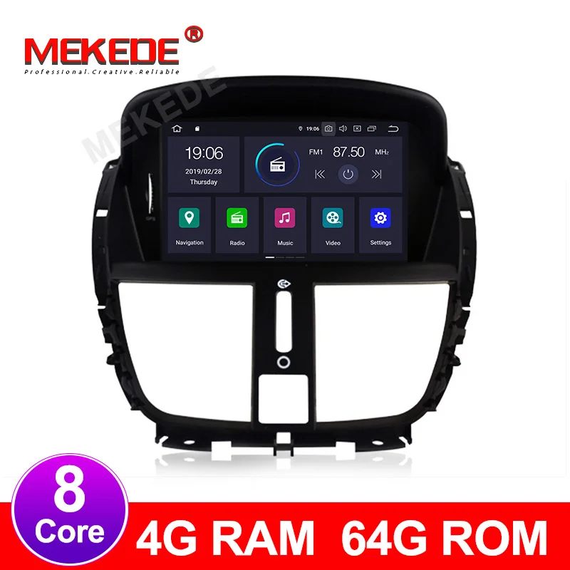 1din 8 ядерный 4G Android 9,0 автомобильный Радио dvd-плеер мультимедиа для peugeot 207 207CC 2007- авто аудио gps Камера просмотра wifi BT