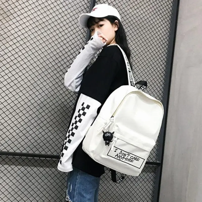 Рюкзак женский Холщовый с подвеской в виде куклы для путешествий стиле Харадзюку