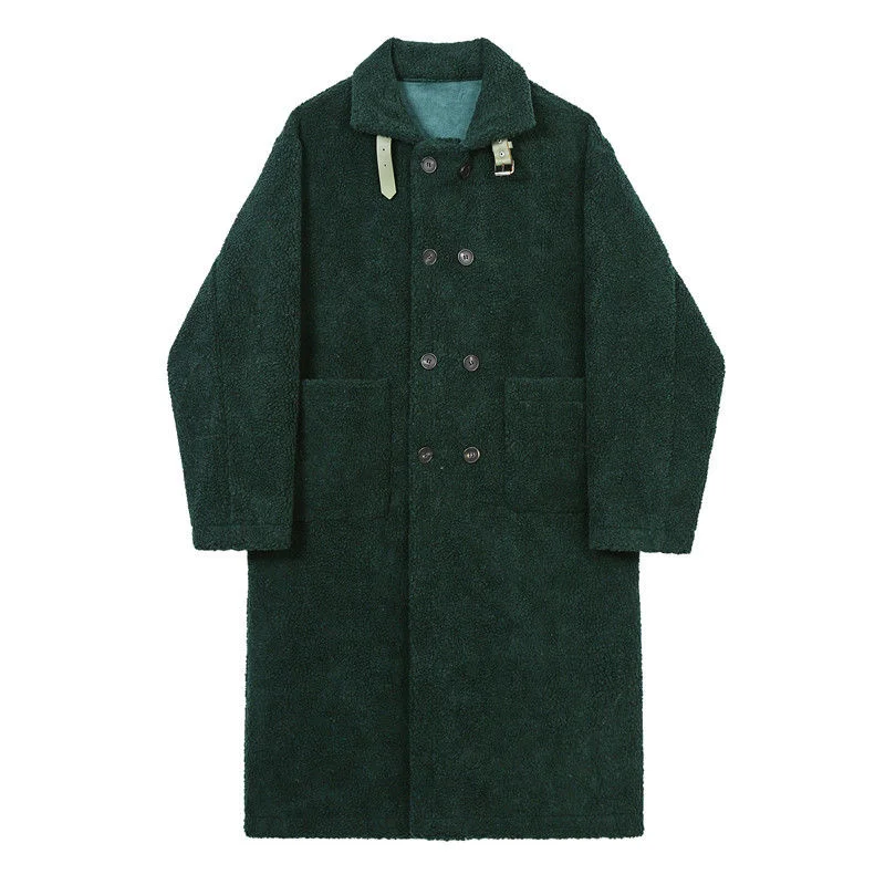 Мужская одежда из искусственной овечьей шерсти, длинное пальто, осень и зима, модная новинка 2021, верхняя одежда, повседневные теплые зеленые...