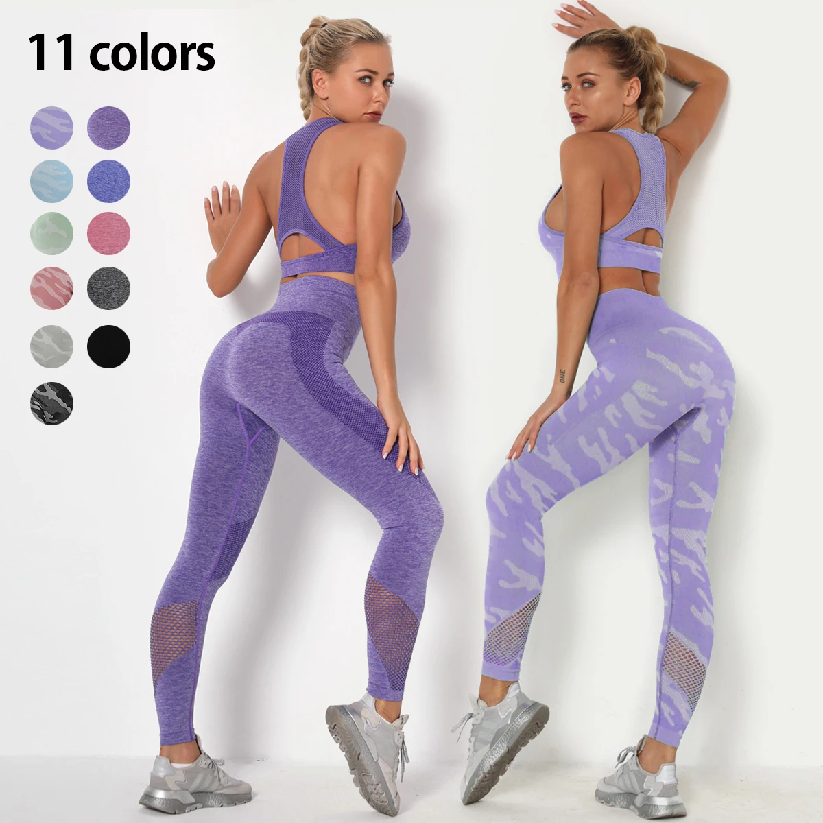 

Women seamless gym set long sleeve upper high waist belly control sport leggings gym clothes seamless sport suit sexy girls