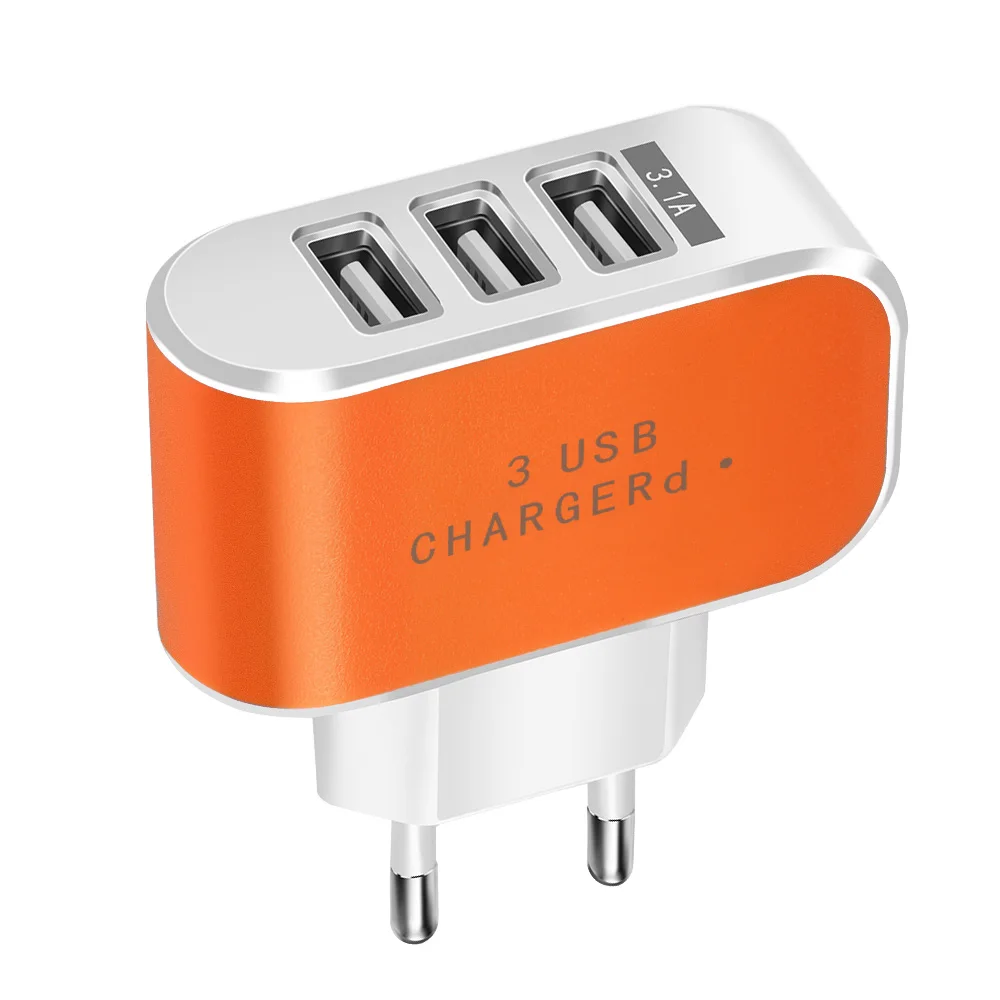 orange Универсальное зарядное устройство 5V 3.1A USB для быстрой зарядки iPhone X XR Xiao мобильный телефон mi зарядное устройство 3 порта зарядное устройство ЕС адаптер питания для путешествий - Тип штекера: orange