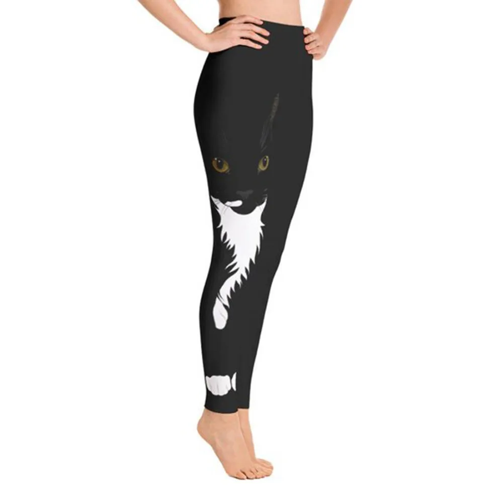 

Fashion Sexy Pants Digital Printed Leggings Women Clothing Sport Lovely Black Cat Pattern Slim Workout Polyester Leggins Push Up
