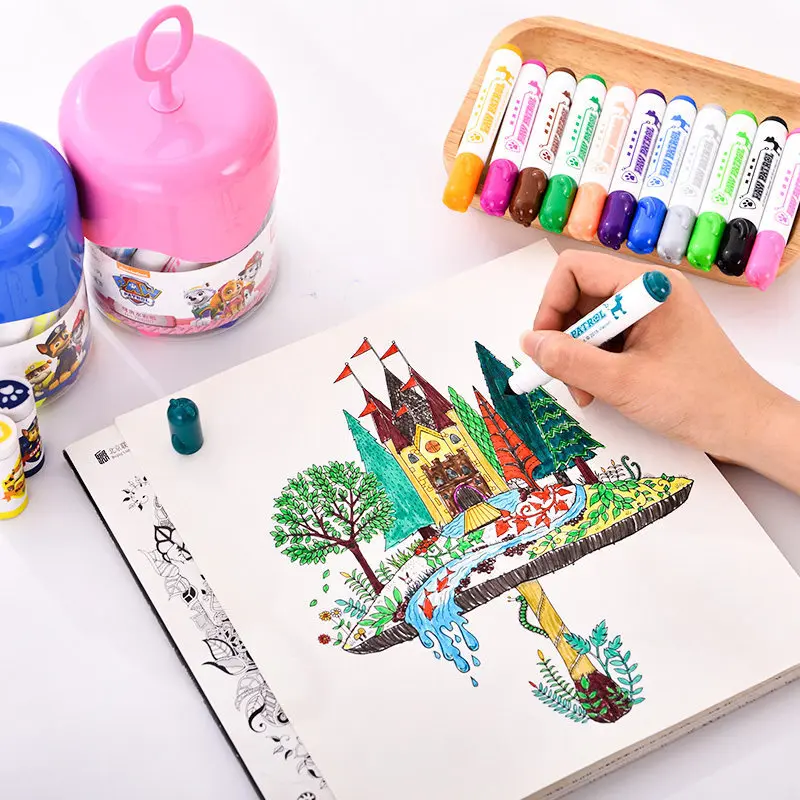 Wangwangdui water wash colored pens 12 children's sets of kindergarten brushes | Канцтовары для офиса и дома