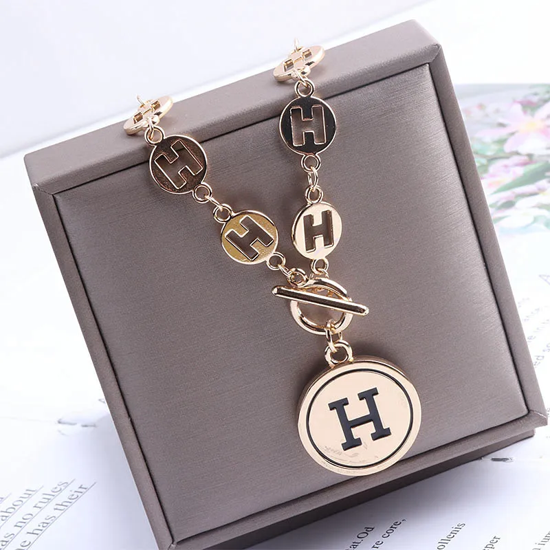 

European And American Letters Necklace Female Tide Wild Clothes Sweater Watch CA Chain
