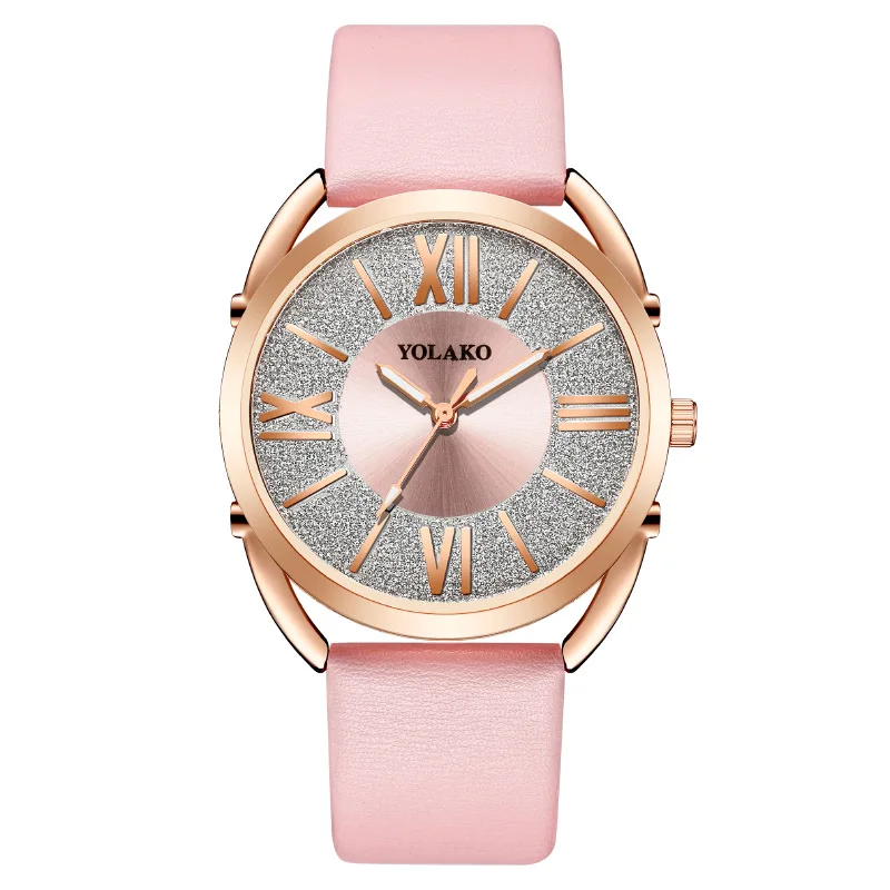 

Luxury Watch For Women Casual High Quality Pink Leather Strap Matte Roman Numerals Dial Quartz Wristwatches Ladies Watches Reloj