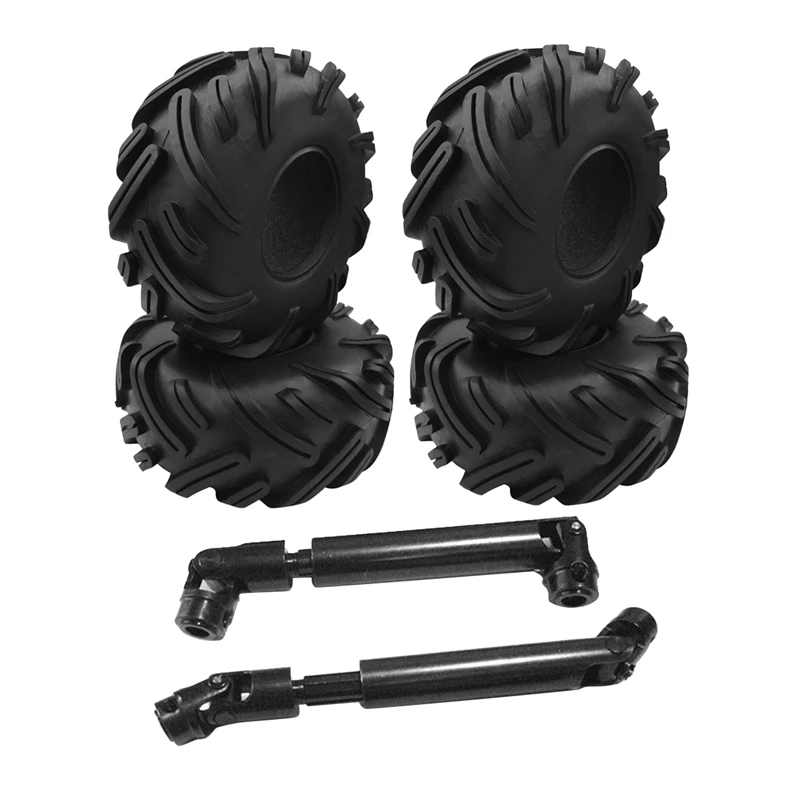 

2PCS Steel CVD Universal Joint Drive Shaft with 4PCS RC Rock Crawler 2.2 Inch Tires Soft 140mm Tyre with Foams
