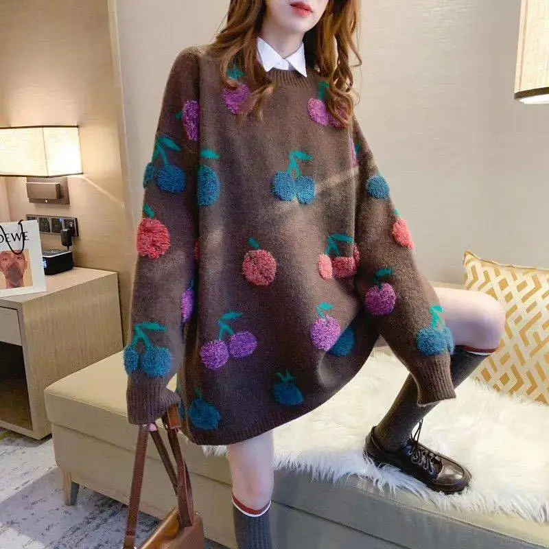 

Women Pullover Geometric Khaki Knitted Sweater Women Casual Houndstooth Lady Pullover Sweater Female Autumn Winter Retro Jumper