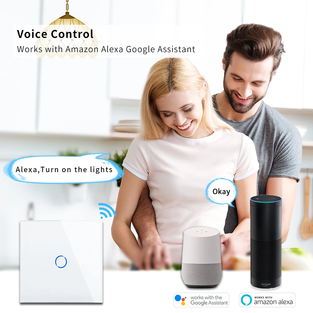 

Bingoelec Touch WiFi Switch Smart Home Life Single Live Wire, No Neutral Wire clever Switch Wireless Control Light 1 gang 1 way