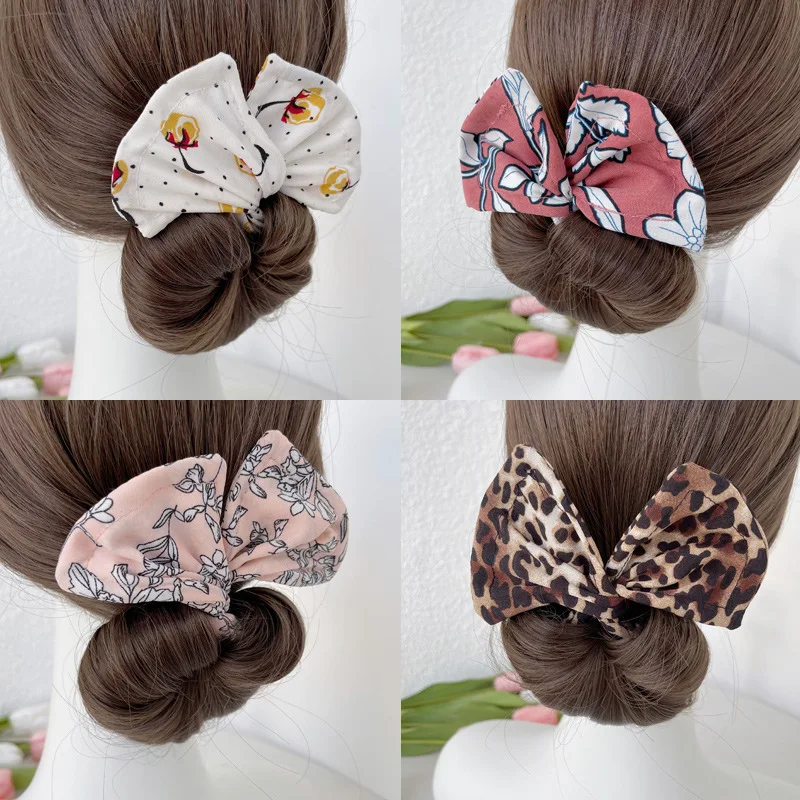 

Новинка шифоновые эластичные женские повязки для волос с бантом в Корейском стиле ленивая Подкручивающая повязка для волос для девочек зак...