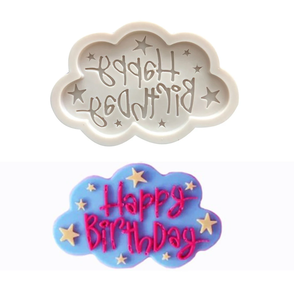 

1 Pcs Happy Birthday Silicone Fondant Cake Mold Alphabet Letter Chocolate Baking Cloud Shape Mold Diy Birthday Gift Accessories