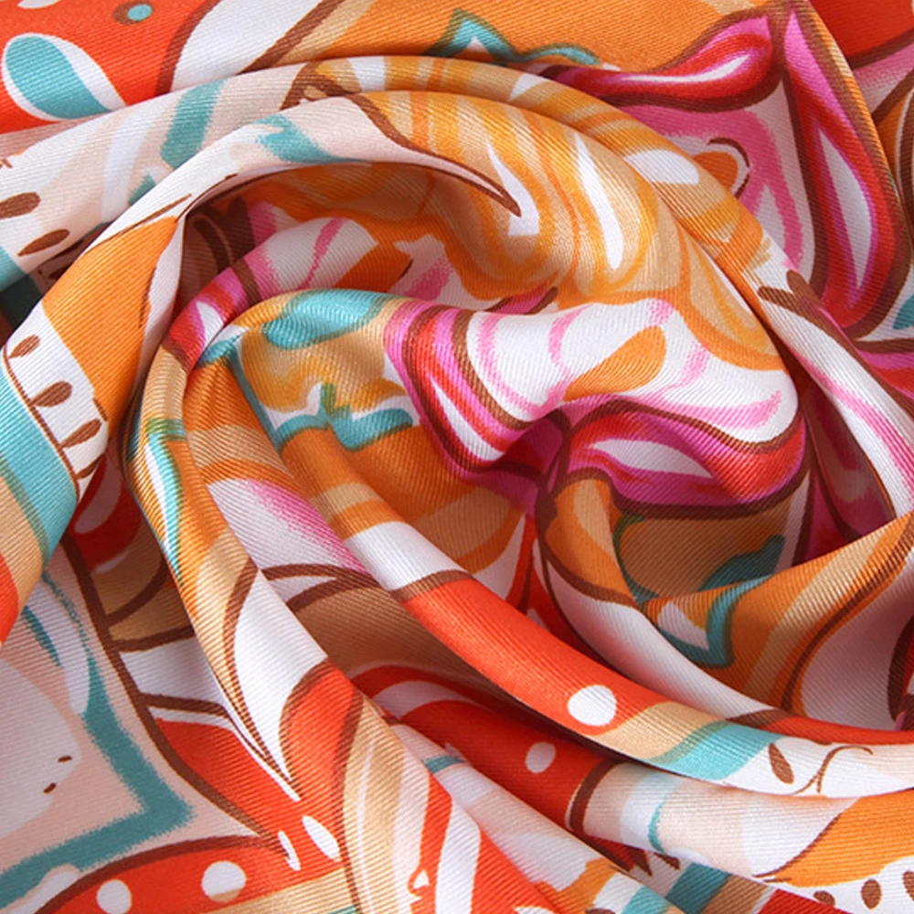 Женский хлопковый шарф с принтом FS зеленый или оранжевый пляжный цветочным