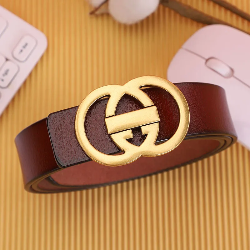 

Ремень женский из натуральной кожи с пряжкой G-образной формы