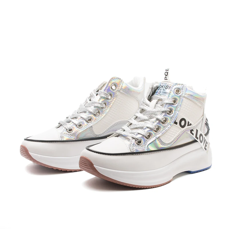 Fujin/Женская обувь на платформе Сезон весна-осень 2020 Модная блестящая дышащая