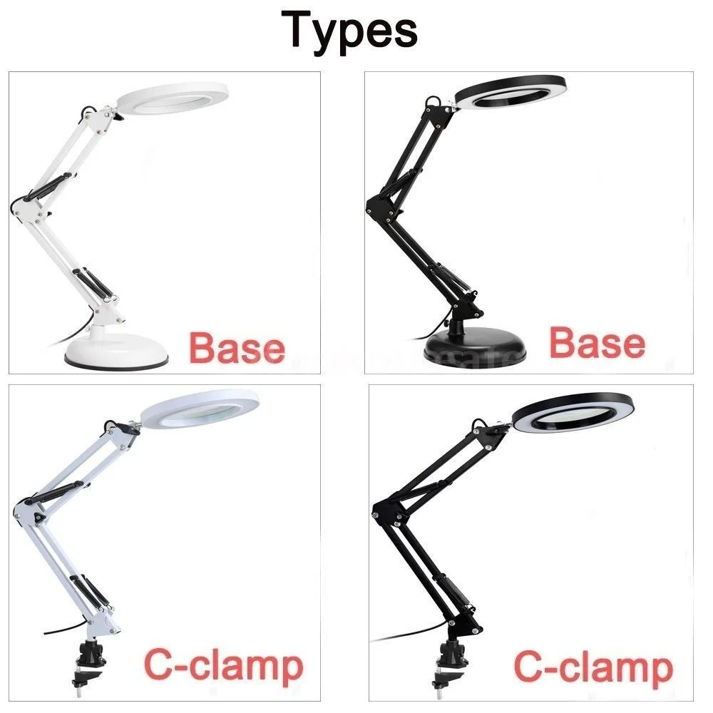 Складной профессиональный 5X увеличительное Стекло настольная лампа лупа со