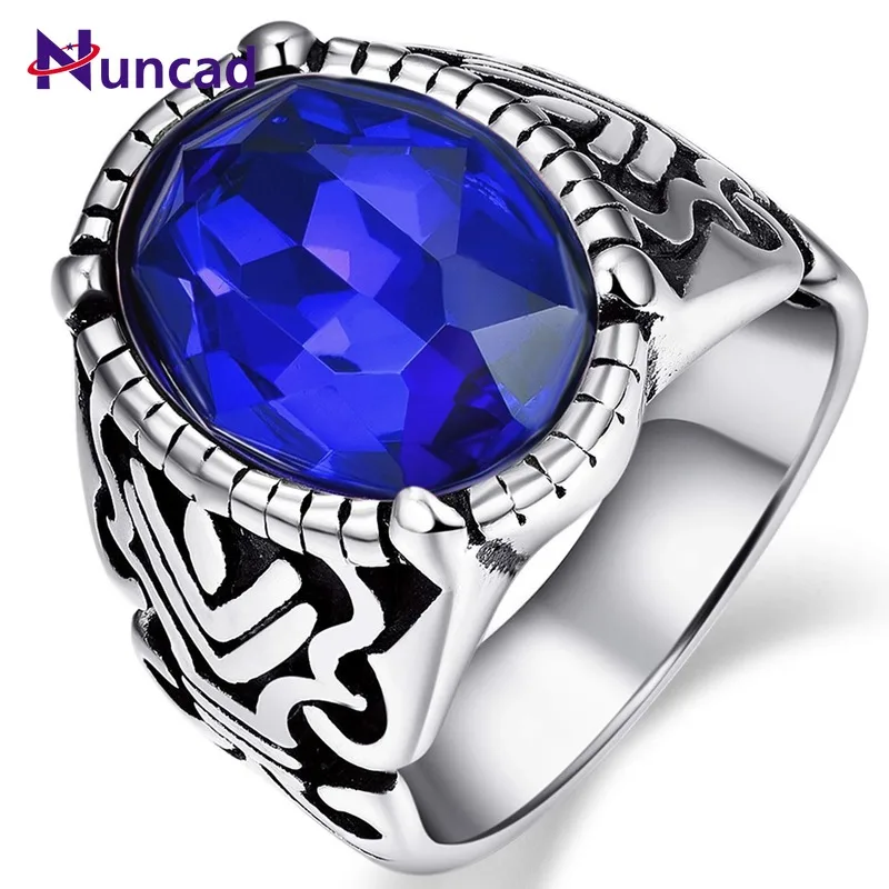 NUNCAD мужское кольцо ретро из нержавеющей стали инкрустированное