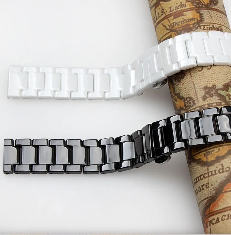 Ceramic bracelet watchband 14 16 18 20 22mm Grind arenaceous watch strap band white black watch belt accessories not fade