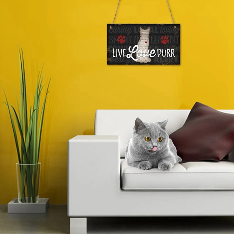 

Wooden Cat Tags Rectangular Pet Tag Cat Accessories Lovely Friendship Animal Sign Plaques Rustic Wall Decor Home Decoration