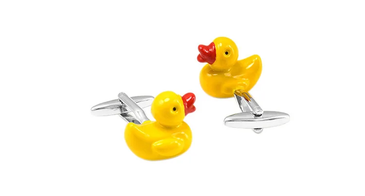 Kemstone Милая желтая утка дизайн серебряный цвет запонки модные подарки