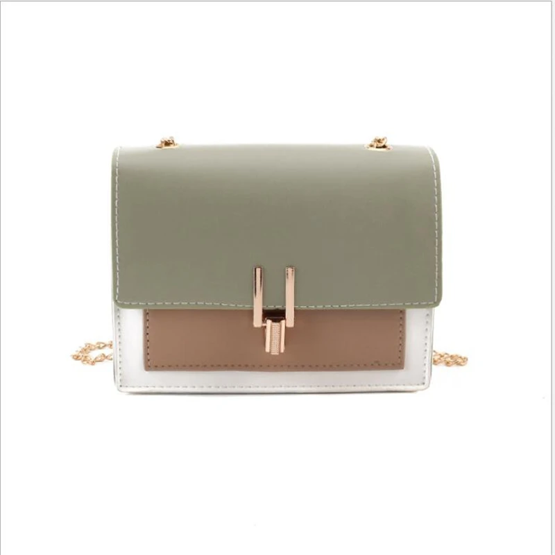 Женская сумка через плечо из ПУ кожи контрастных цветов с y образным замком и