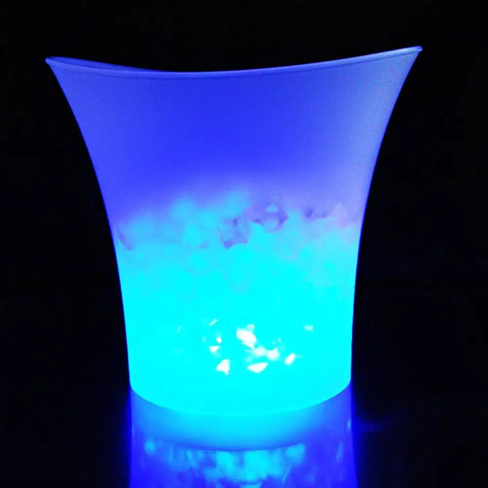 blue Ice bucket 5L водонепроницаемый меняющийся пластиковый лед бар ведро для пива бары, ночные клубы СВЕТОДИОДНЫЙ Свет Шампанское Виски камни шампанское вино держатель - Цвет: blue Ice bucket