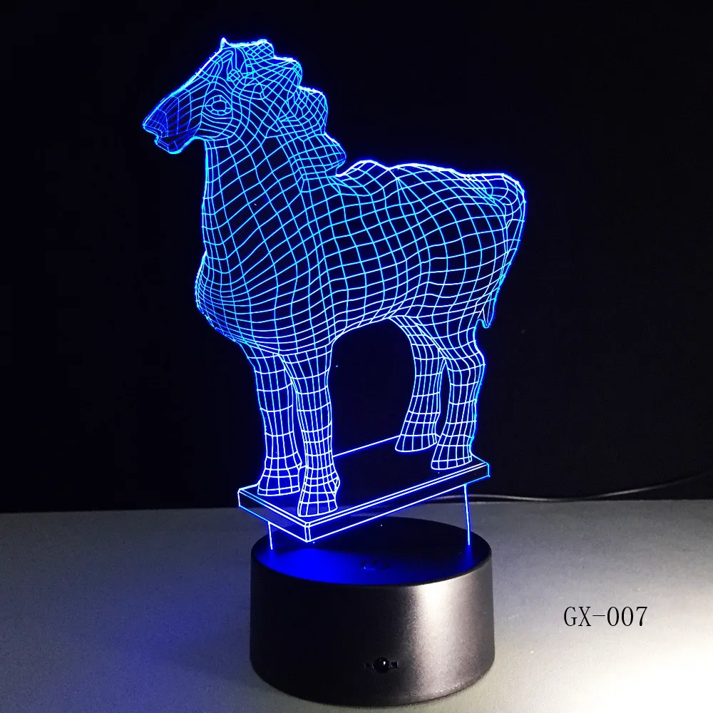Horse Model 3D illusion LED Night Light 7Colors Table Lamp For Children Gift Drop Ship GX-0072 | Лампы и освещение