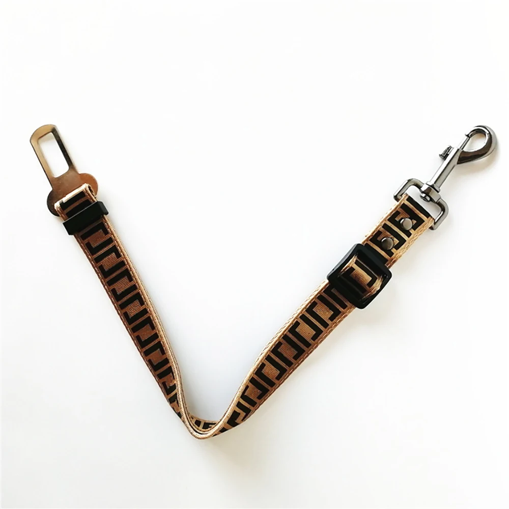 

Pet Collar Harness Dog Product Letter Printed Collar Leash Set Luxury Designer Adjustable Car Safety Belt Leashes For Small Dogs