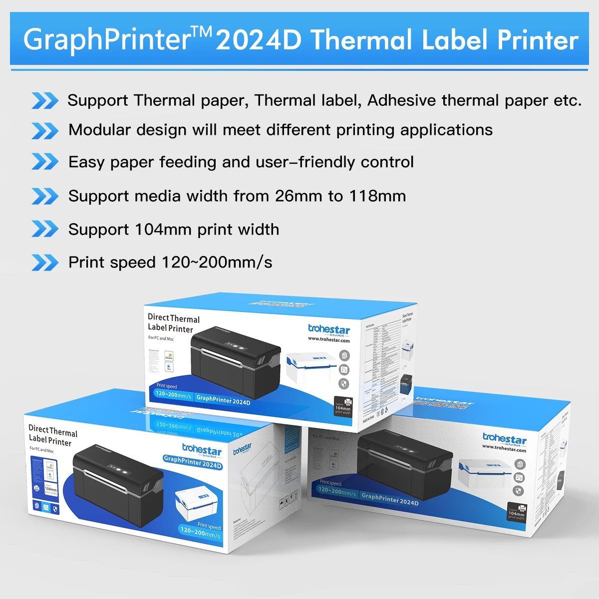 Термопринтер Trohestar наклейки для этикеток штрих кодов бумага логистики склад