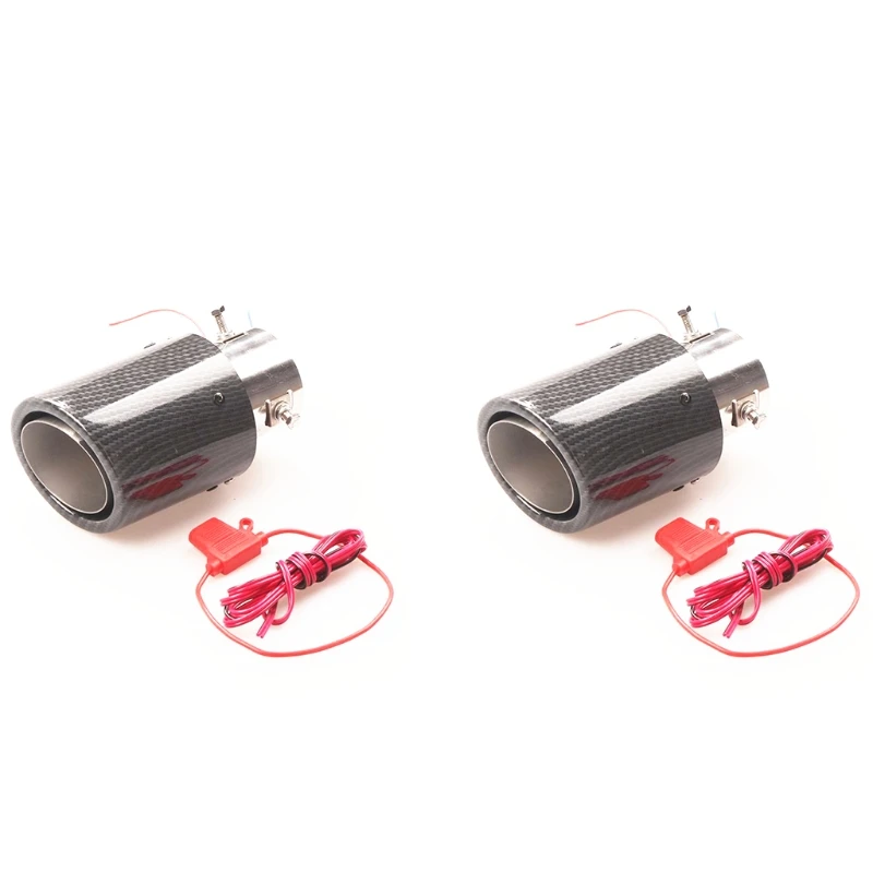 

E9LF Universal CarExhaust Muffler Pipe Tip with Red/Blue LED Light 6.5cm HoleDiameter