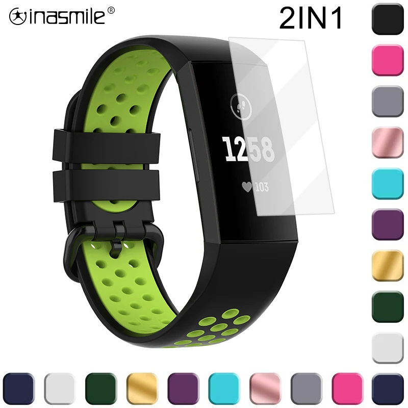 Довольно ремешок correa Браслет Ремни для Fitbit заряд 3 4 х Band умные часы Экран Защитная