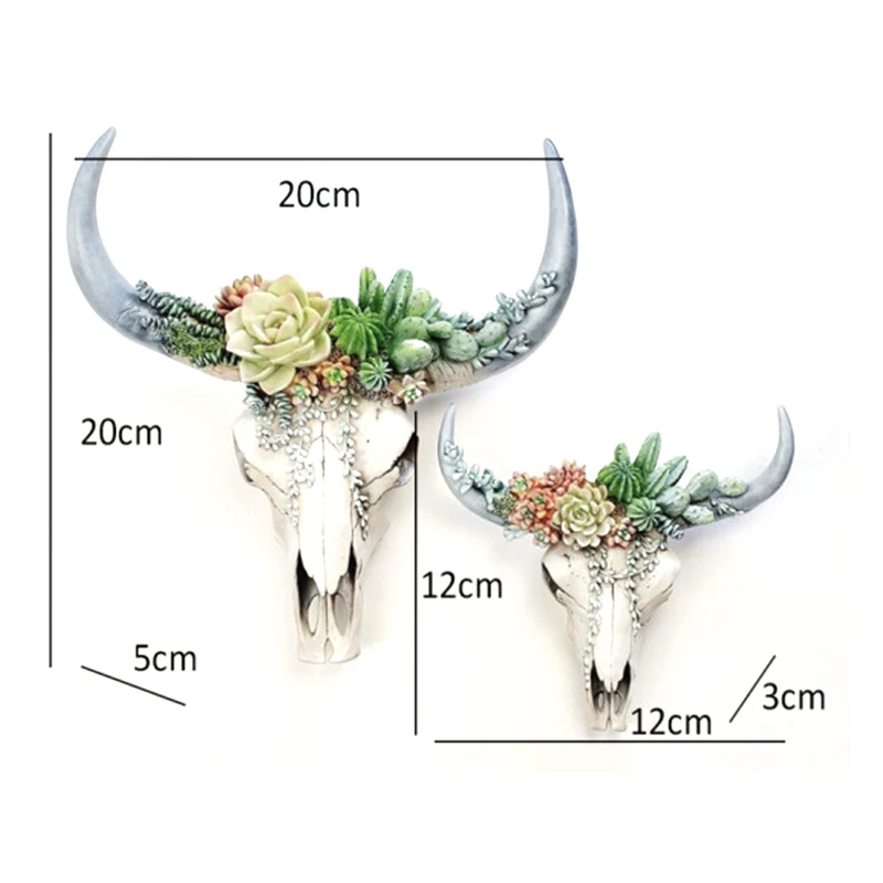 

Succulents/flower Cow Skull Mural Nursery Decoration Cactus Safflower Cow Skull Resin Crafts Ornaments Lad3