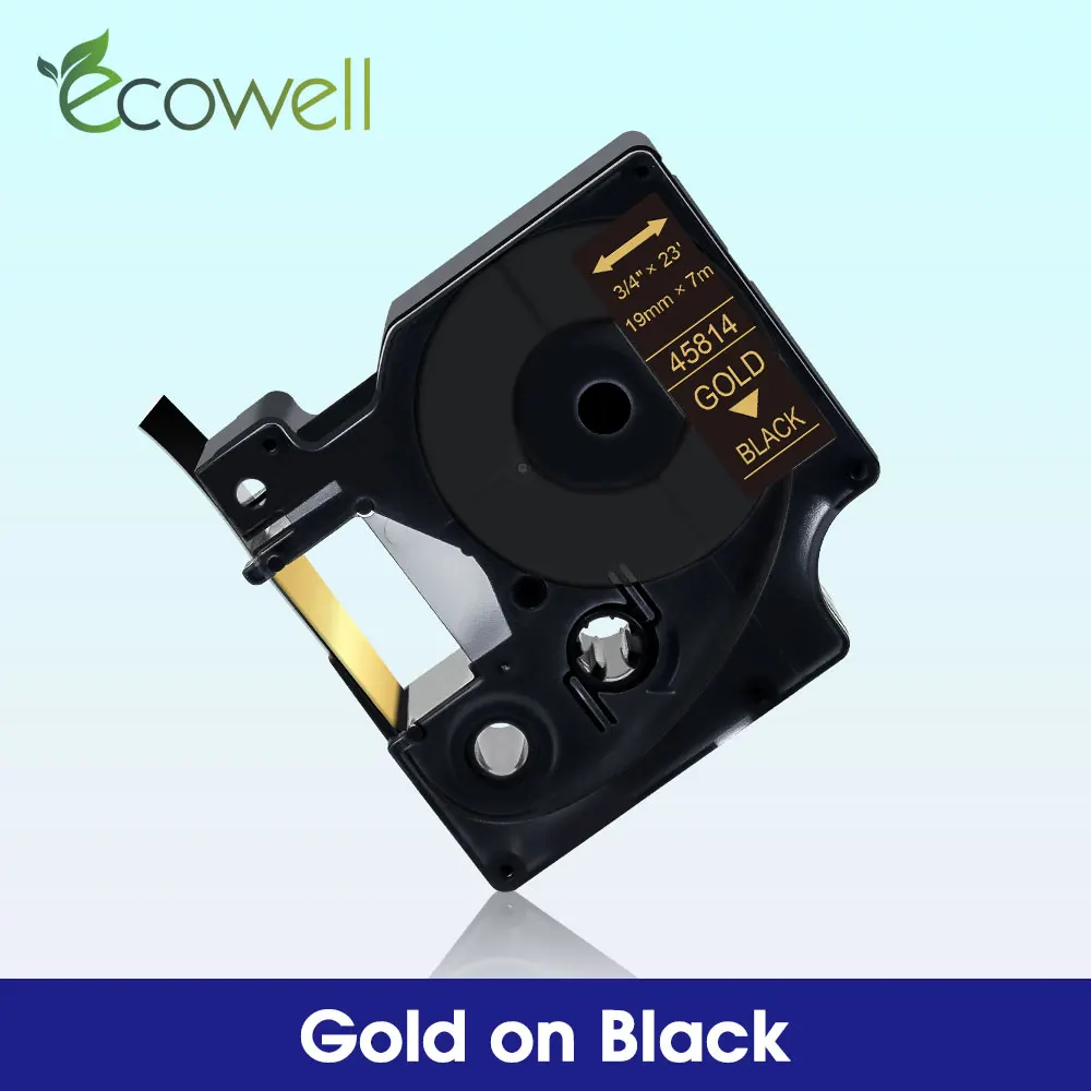 

Ecowell Labeling Tape 45814 19mm*7m Compatible for Dymo D1 label tape 45814 Gold on Black for Dymo Label maker LM360D LW450 Duo