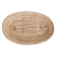 rattan fruit basket hand woven oval bread basket for home kitchen desk snack sundries organizer